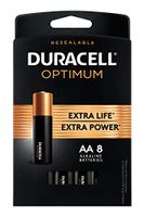Duracell Optimum AA Batteries | Premium Double A 1.5V Alkaline Battery | Convenient, Resealable Package | Made in USA | 8 Count