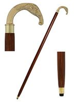 Kamla Sellers Wooden Walking Stick - 37” Vintage Ebony Brown Sheesham Wood Decorated with Golden Handle Walking Stick for Men and Women (Elephant)