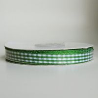 Polyester Gingham Ribbon, 3/8-inch, 25-Yard (Emerald Green)