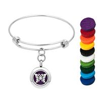 CLY Jewelry Essential Oil Locket Pendant Swallowtail Butterfly Expandable Bangle Aromatherapy Diffuser Bracelet