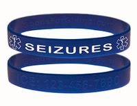 Custom Seizures ID Bracelet Wristbands - 2 Pack - Blue - 7 Inches - Youth