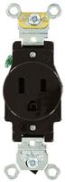 Leviton 5261 15 Amp, 125 Volt, Industrial Heavy Duty Grade, Single Receptacle, Straight Blade, Self Grounding, Brown