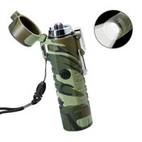 Electric Lighter USB Rechargeable, TRELC Waterproof Lighter with Flashlight Plasma Lighter, Windproof Arc Lighter Flameless for Outdoor Camping Hiking Home Emergency (Camouflage)