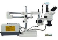 OMAX 3.5X-90X Digital Zoom Trinocular Dual-Bar Boom Stand Stereo Microscope with Cold Ring Fiber Light and 2.0MP USB Camera