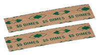 PM Company $5/SecurIT Kraft Flat Dime Coin Wrappers, 3.37 Inches Length, Brown/Green, 20,000/Carton (53010)