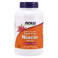 NOW Supplements, Niacin (Vitamin B-3) 500 mg, Flush-Free, Double Strength, Nutritional Health, 180 Veg Capsules