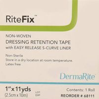 RiteFix Non-Woven Dressing Retention Tape - 1" x 11 yds - with Easy Release S-Curve Liner for Convenient Application, Moisture and Air Permeable, Hypoallergenic Adhesive, Non Sterile, Latex Free