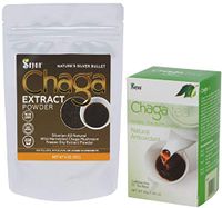 Sayan Siberian Wild harvested Chaga Mushroom Extract Powder and Chaga Tea - Antioxidant, Caffeine Free 4 Oz Package + 20 Tea Bags