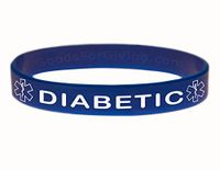 Diabetic ID Bracelet Wristband - Blue - 8-1/4 Inches - Large