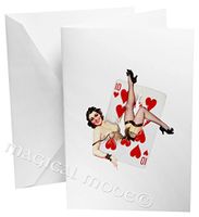 10 of Cups Sexy Pin up Girl Gift Box Set of 12 Note Cards