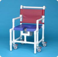 Elite Mid-Size Shower Commode with 375 Lb. Capacity - SCC8250MSGSBM - Gray Seat - Blue Mesh Backrest