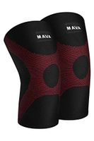 Mava Sports Knee Compression Sleeve Support with Adjustable Strap for Men and Women - Perfect for Joint Pain, Weightlifting, Running, Gym Workout, Squats and Arthritis Relief (Red, Medium)