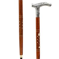 Premium Chromed Deluxe Walking Sticks | Rosewood Crafted Walking Cane with Solid Brass Chrome Decorative Bars | Walking Canes & Crutches | Nagina International (Starry Bar, 36 Inches)