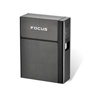 RONSHIN Portable Plastic & Aluminum Cigarettes Box Case with Lighter Business Men Removable USB Charging Lighter Can Hold 20 Cigarettes Black