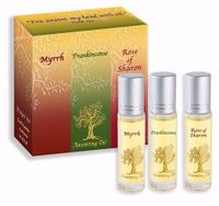 Annointing Oils: Frankincense, Myrrh, and Rose of Sharon (Set of Three Vials, One of Each Type)