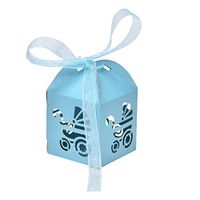 ShineBear 10Pcs Carriage Shape Shower Favor Box for Bomboniere Wedding Anniversary Party Gift Holder Baby Shower Candy Boxes with Ribbon - (Color: as pic)