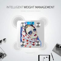 Cool Hip Hop Girl Striped T-Shirt Hat Sunglasses Bodyweight Scale Personal Weight Scale Weight Scale Body Fat Tracks 8 Key Compositions Analyzer Sync with Fitness Apps 400 Lbs