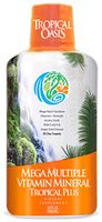 Tropical Oasis Mega Plus - Liquid Multivitamin and Mineral Supplement – Includes 85 Vitamins & Minerals, 20 Amino Acids + CoQ10, Grape Seed Extract & Organic Aloe Vera - 32oz, 32 Servings