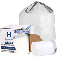 Plasticplace W18528W11DCR Custom Fit Trash Bags │ Simplehuman Code H Compatible │ 8-9 Gallon / 30-35 Liter White Drawstring Garbage Liners │ 18.5" x 28" (200 Count)