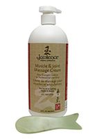 Jade Healing Stone Fish Gua Sha & 32oz Massage Cream Kit by Jadience: Myofascial Therapy Tool | Muscle Joint Topical Analgesic | Natural Tension Relaxer for Body Pain Relief & Scar Treatment