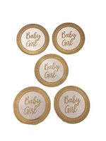 Neviti Patternworks White and Gold Foil Baby Shower Party Favor Stickers (Pkg 25) (Girl)