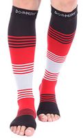 Doc Miller Premium Open Toe Compression Sleeve Dress Series 1 Pair 20-30mmHg Strong Support Graduated Sock Pressure Sports Running Recovery Shin Splints Varicose Veins (BlackRedGray, Large)