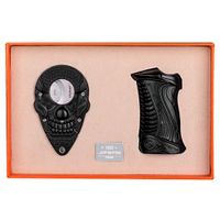 CIGARLOONG Cigar Lighter Set Black Skull Sharpening Blade Engraved Cigar Cutter and Refillable Butane Retro Lighter