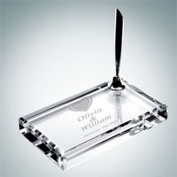 Personalized Crystal Heart Silver Pen Set