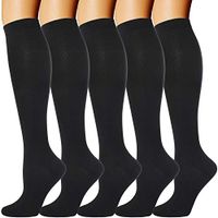 5 Pairs Compression Socks for Men Women 20-30 mmHg for Running Nurses Flight Pregnancy (Black(5 Pairs), Large/X-Large)
