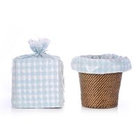 Twofer Reusable Baby Blue Gingham Gift Wrap Bags by Designerliners. 8-Pack. Gift Wrap for You – Then Home Décor for Recipient. 21” x 24”. Twist Ties Included.