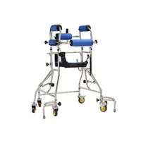 YXGH@ Standard Walkers Standing Walk Stand/Walker/Walk Aid/Stand Frame with Seat Wheel Rehabilitation Device Folding Height Adjustable Lower Limb Walker Disabled Skid Stand Children Stand Frame