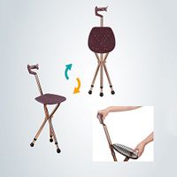 Adjustable Folding Walking Stick Seat Stool Massage Ergonomic Bow-Shaped Handle for Elder Portable Fishing Rest Stool HOJZ