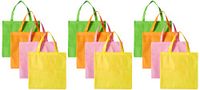 12 Large Neon Tote Bags, Assorted Colors