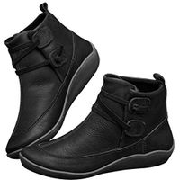 Clearence Women's Winter Leather Waterproof Boots Loafers Flats Shoes Casual Comfortable Short Tube Roman Shoes 5.5-10.5 (Vintage, US:9)