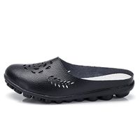 HebeTop◄ Women's Hollow Faux Leather Backless Lazy Loafers Flats Slip On Mules Shoes Walking Slipper