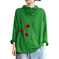 Litetao XL Green 564066 (Women's Plus Size Floral Blouses V Neck Button Up Tunic Tops Ruffle Flowy Short Sleeve T Shirts)