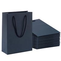 Sdootjewelry Navy Gift Bags, Kraft Paper Gift Bags with Handles, 50 Pack Heavy Duty Matte Tote Paper Bags, 7.5 x 3.1 x 10.2" Shopping Bags, Kraft Bags, Party Bags, Retail Bags