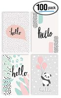 Hello Greeting Cards, All Occasion Cards, 100-Pack, 4 x 6 inch, 4 Fun Variety Cover Designs, Blank Inside, by Better Office Products, Thinking of You Cards, Hello Note Cards, with Envelopes, 100 Pack