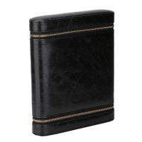 mootea 6 Holes Artificial Leather Cigar Box Cedar Wood Humidor Container with Zippers