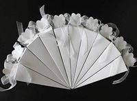 KMALL 50PCS White Ice Cream Cone Shape with Ribbon Wedding Gift Box Wedding Party Favor Candy Boxes Christmas Birth Baptism Degree Party