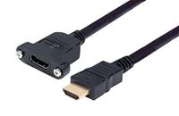 L-COM PMHDMF-1 Audio/Video Cable Assembly, HDMI Receptacle, HDMI Plug, 3.3 ft, 1 m, Black