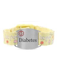 StickyJ USA Pre-Engraved Diabetes Medical Alert Bracelet with Hope Theme Strap