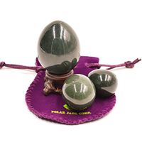 Nephrite Eggs 3-pcs Set, with 3 Sizes, for Yoni Massage, Stone Meditation Relaxation, Crystal Healing, Reiki, Spiritual or As Display Art, by Genuine Jade
