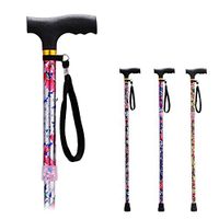 Folding Walking Canes for Women Cane/Elderly Men Lightweight Aluminum Collapsible Cane Adjustable Walking Stick with Ergonomic Handle and Wrist Strap (Pink)