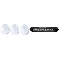 TP-Link Deco Whole Home Mesh WiFi System (M5) & 8 Port Gigabit Ethernet Network Switch | Ethernet Splitter | Plug-and-Play | Traffic Optimization | Unmanaged (TL-SG1008D)