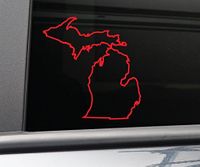 Michigan Vinyl Decal Laptop Car Truck Bumper Window Sticker, 5.5" x 5.25", Red