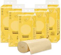 Jiangya 10 Home Kitchen Toilet Tissue Rolls of Household Bamboo Pulp Natural Toilet Paper, Soft Toilet Paper Coreless Web Soft Skin-Friendly Paper Towels