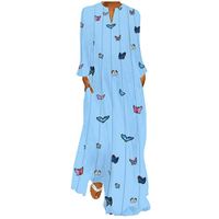 Maxi Dresses for Women Casual Long Sleeve Printed Autumn Ladies Dress Shirt Tops Blouse