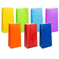 KEYYOOMY Small Bright Color Paper Bags Rainbow Party Goody Bag for Party Favor (100 CT, 4.7x2.4x8.7 in)