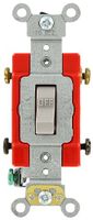 Leviton 1222-2GY 20 Amp, 120/277 Volt, Toggle Double-Pole AC Quiet Switch, Extra Heavy Duty Grade, Self Grounding, Back and Side Wired, Gray